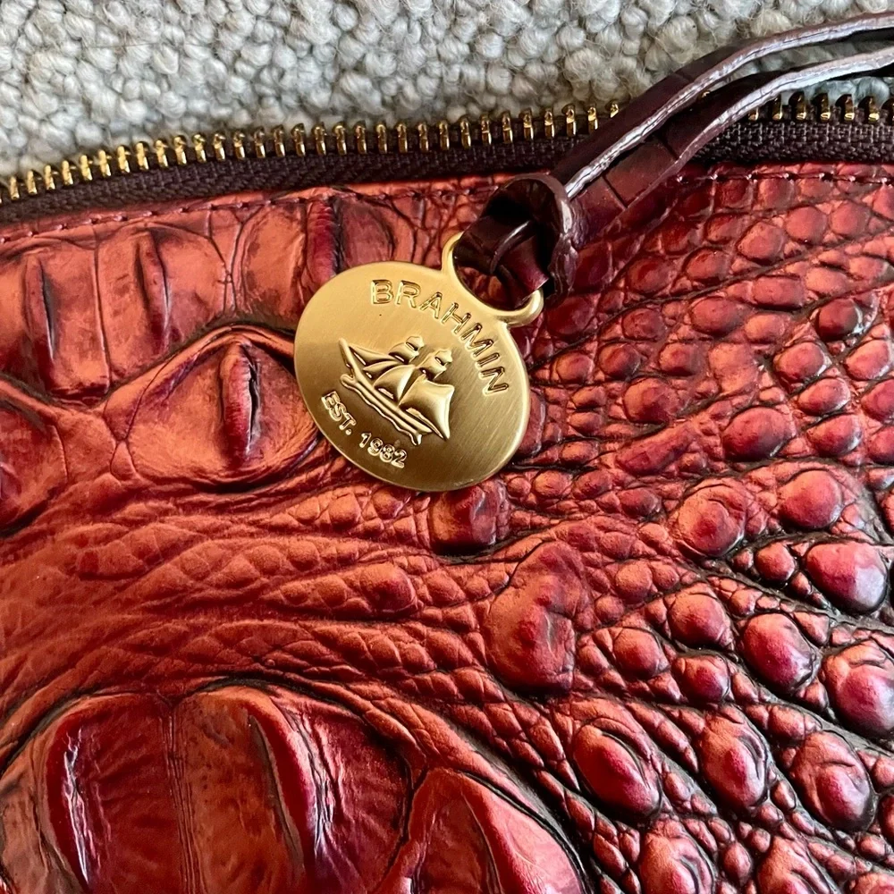 Brahmin Burgundy Croc-Embossed Crossbody Bag - Picture 6 of 6